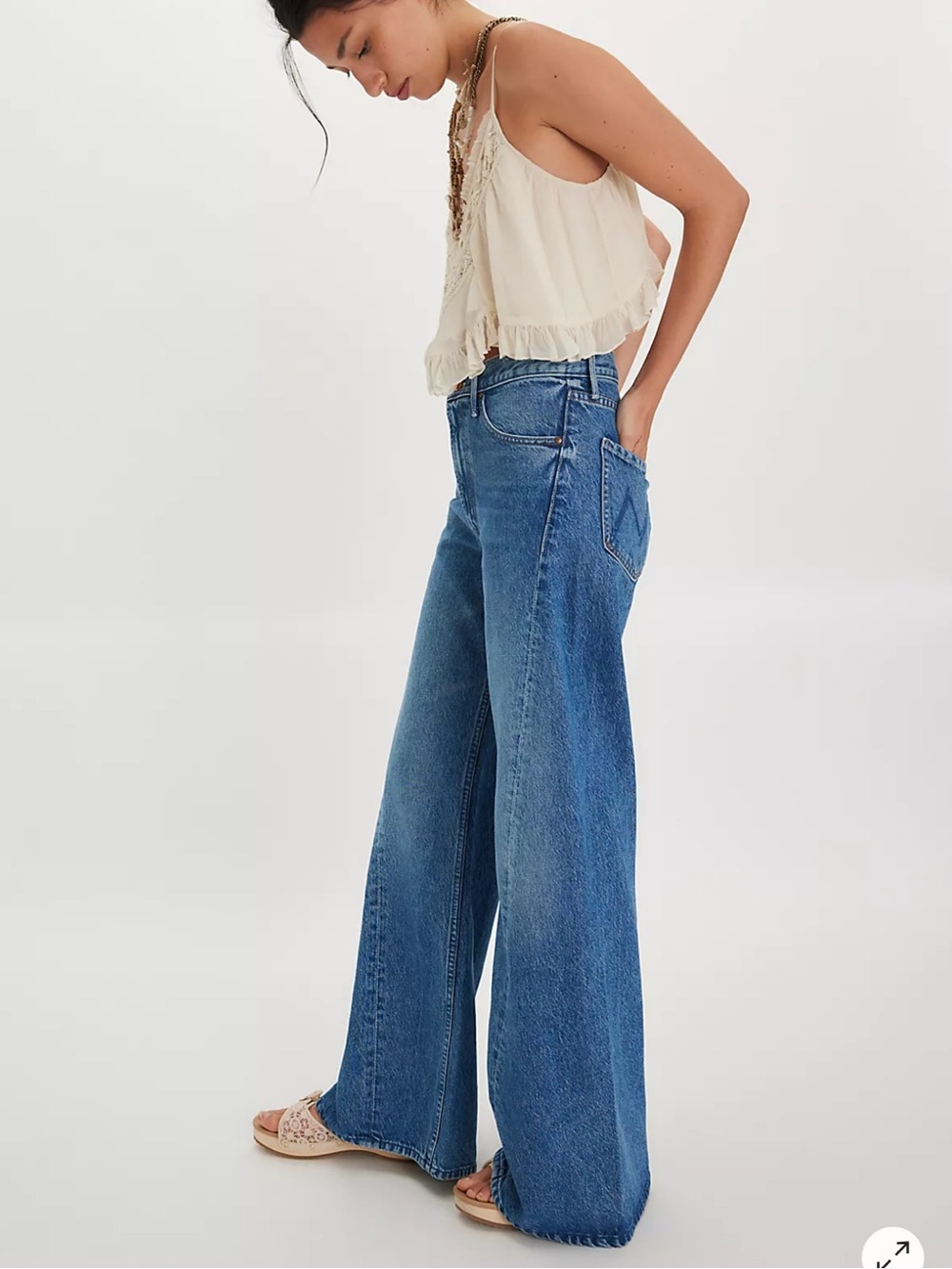 MOTHER The Lemon Twist Sneak High Waist Wide Leg Jeans size 28 - Picture 3 of 14